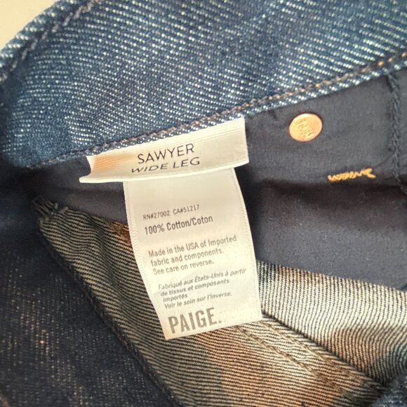 Paige Sawyer Wide Leg High Rise Jean Storybook Distressed Denim Womens Sz 25 NEW - Picture 11 of 12